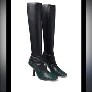 Jimmy Choo Leather and Snakeskin Heeled Boots
